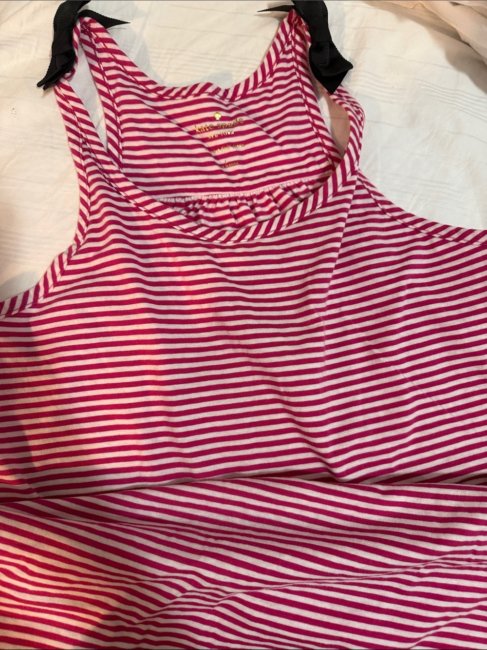 kate spade Pink and White Striped Tank with Black Tie Straps